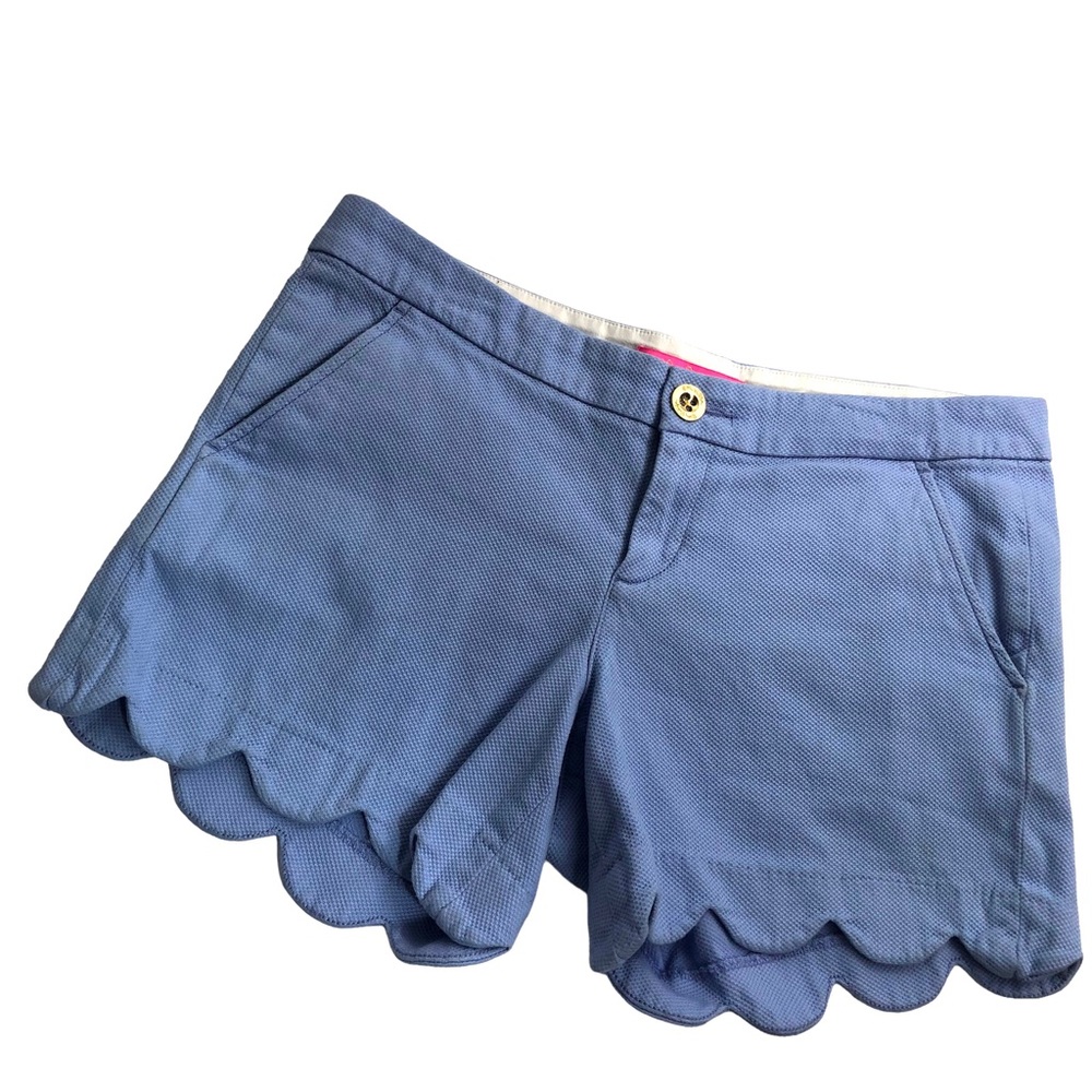 LILLY PULITZER Buttercup Shorts Blue Size 4 Pockets Flat Front Cotton